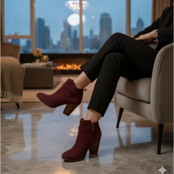 Franco Elegant Burgundy Ankle Boots - Picture 1 of 6